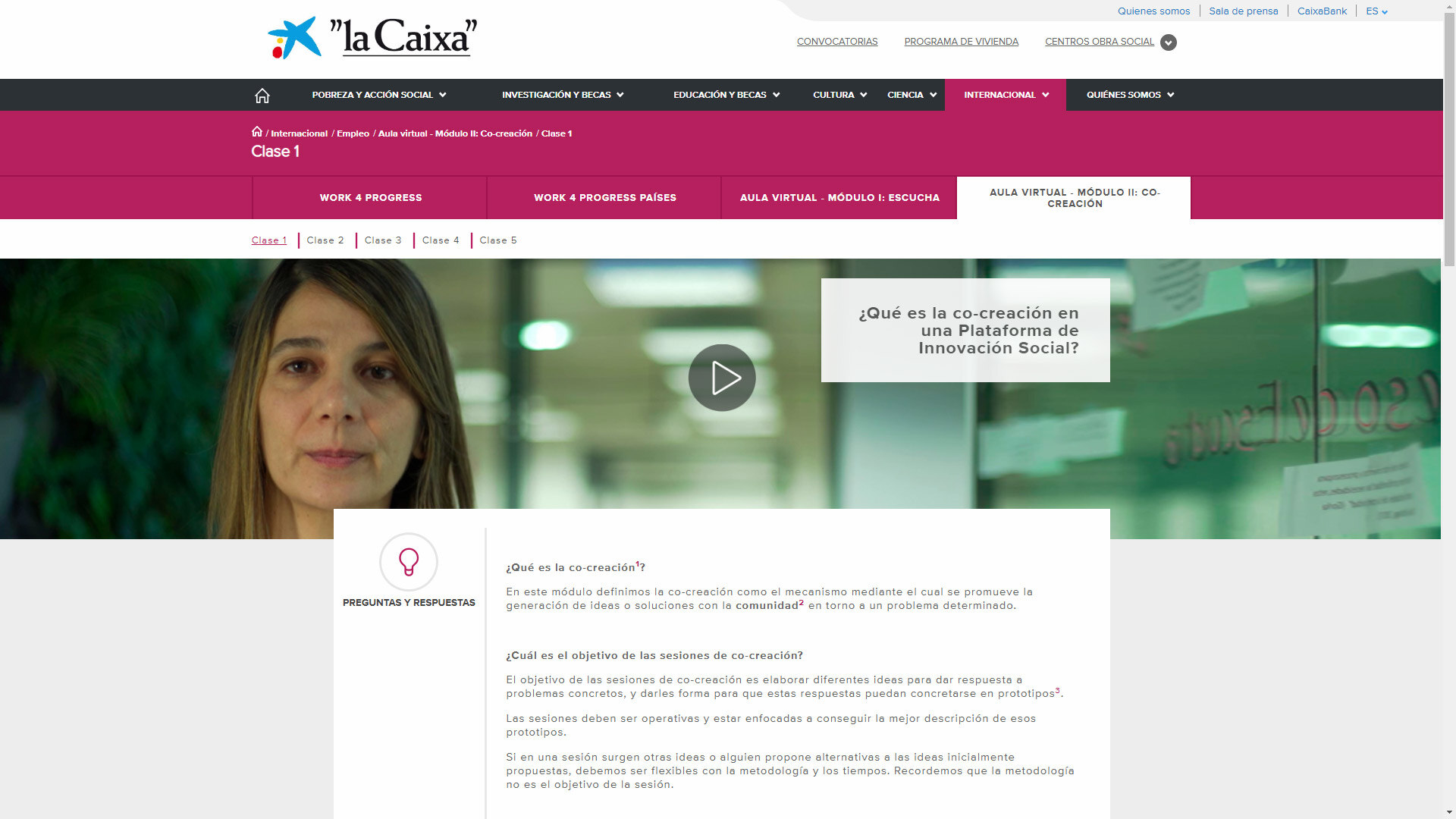 La Caixa Work4Progress — plataforma web